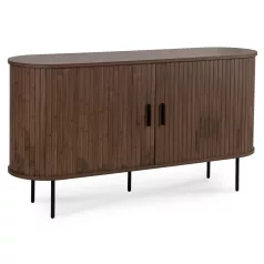 TRISH Fiókos Komód 140 cm Kétajtós Tolóajtó Diófa