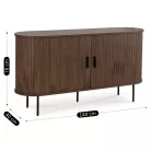 TRISH Fiókos Komód 140 cm Kétajtós Tolóajtó Diófa