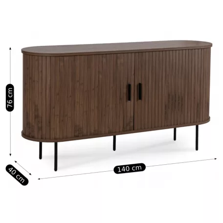 TRISH Fiókos Komód 140 cm Kétajtós Tolóajtó Diófa