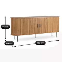 TRISH Fiókos Komód 180 cm Kétajtós Tolóajtós Tölgyfa