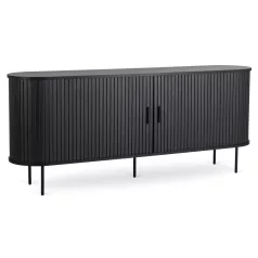 TRISH fiókos komód 180 cm kétajtós tolóajtós fekete