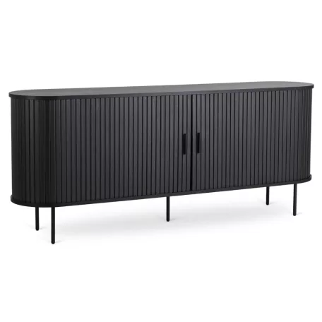 TRISH fiókos komód 180 cm kétajtós tolóajtós fekete