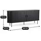 TRISH fiókos komód 180 cm kétajtós tolóajtós fekete