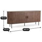 TRISH Fiókos Komód 180 cm Kétajtós Tolóajtó Diófa