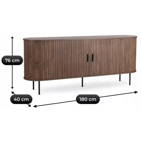 TRISH Fiókos Komód 180 cm Kétajtós Tolóajtó Diófa