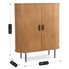 TRISH Fiókos Komód 100 cm Kétajtós Tolóajtós Tölgyfa