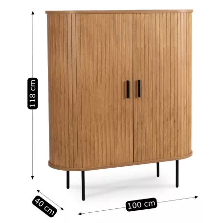 TRISH Fiókos Komód 100 cm Kétajtós Tolóajtós Tölgyfa