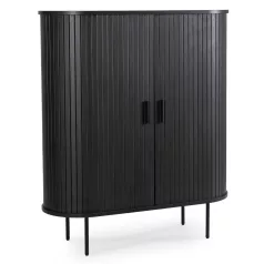 TRISH fiókos komód 100 cm kétajtós tolóajtós fekete