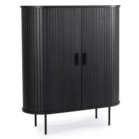 TRISH fiókos komód 100 cm kétajtós tolóajtós fekete