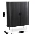 TRISH fiókos komód 100 cm kétajtós tolóajtós fekete