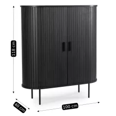 TRISH fiókos komód 100 cm kétajtós tolóajtós fekete