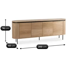 BECK Fiókos Komód 200 cm Négyajtós Tölgyfa