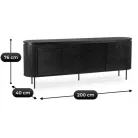 BECK Fiókos Komód 200 cm Négyajtós Fekete