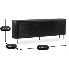 BECK Fiókos Komód 200 cm Négyajtós Fekete