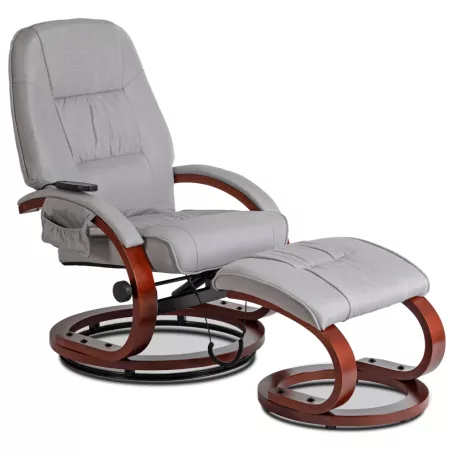 CANO fűthető masszázsfotel lábtartóval, szürke szövetből