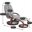 CANO fűthető masszázsfotel lábtartóval, szürke szövetből