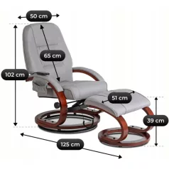   CANO fűthető masszázsfotel lábtartóval, szürke szövetből