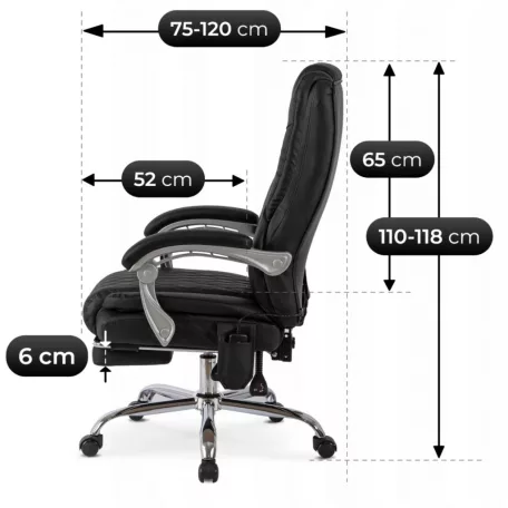 GIORGIO Fűthető Masszázs Forgófotel Fekete