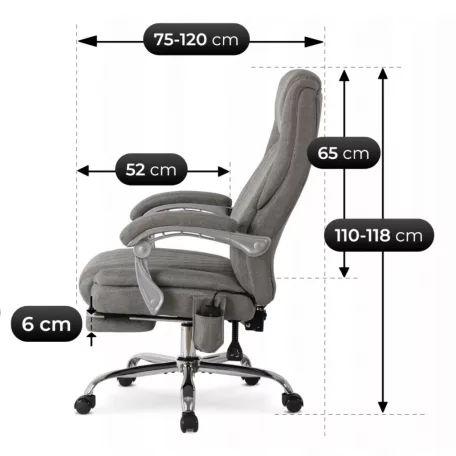 GIORGIO fűthető masszázsfotel, szürke szövet