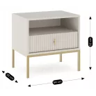 MARCOS Éjjeliszekrény, Bordázott, Kasmír/Arany