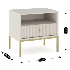 MARCOS Éjjeliszekrény, Bordázott, Kasmír/Arany