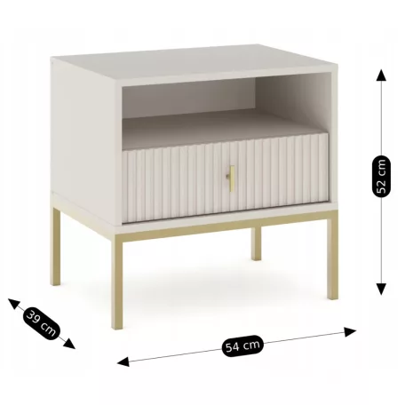MARCOS Éjjeliszekrény, Bordázott, Kasmír/Arany