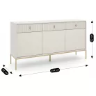 MARCOS Fiókos Komód 154 cm Bordázott Kasmír/Arany