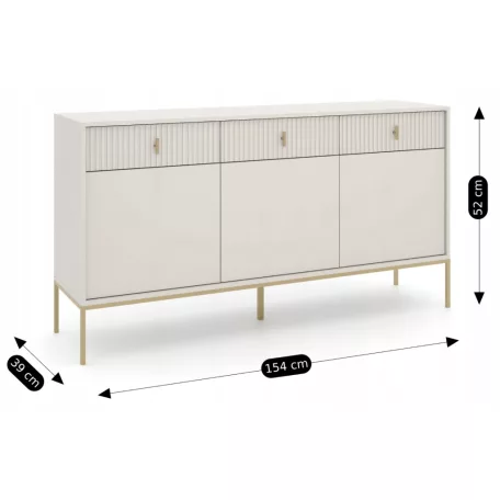 MARCOS Fiókos Komód 154 cm Bordázott Kasmír/Arany