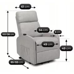   COLTON Elektromos Dönthető Fotel Felállási Funkcióval Szürke