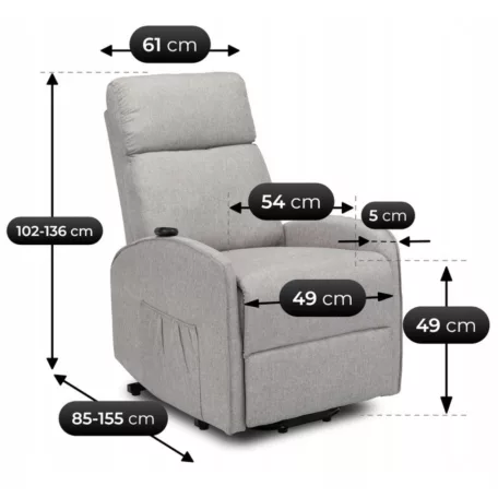 COLTON Elektromos Dönthető Fotel Felállási Funkcióval Szürke