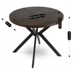 LUGO Kihúzható asztal 90-190 cm Diófa/Fekete