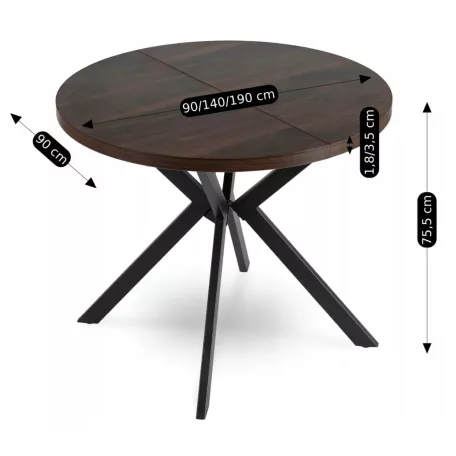 LUGO Kihúzható asztal 90-190 cm Diófa/Fekete