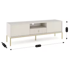 MARCOS TV szekrény 154 cm, bordázott kasmír/arany mintás