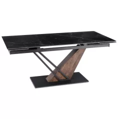   REX 2 Kihúzható Kerámia Asztal 180-240 cm Fekete Márvány/Diófa