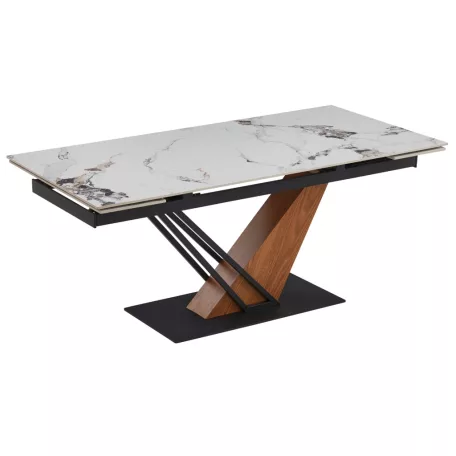 REX 2 Kihúzható Kerámia Asztal 180-240 cm Fehér Márvány/Tölgy