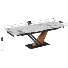   REX 2 Kihúzható Kerámia Asztal 180-240 cm Fehér Márvány/Tölgy