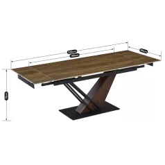   REX kerámia kihúzható asztal 160-220 cm sötétbarna/fekete