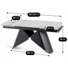 VERONA Kerámia Kihúzható Asztal 160-240 cm Fehér Márvány/Fekete