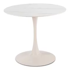 SANDER Asztal 89 cm Kerámia Fehér/Kasmír