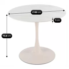 SANDER Asztal 89 cm Kerámia Fehér/Kasmír