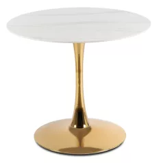 SANDER asztal 89 cm kerámia fehér/arany