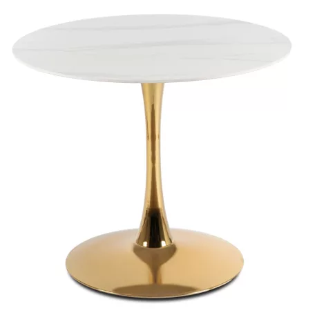 SANDER asztal 89 cm kerámia fehér/arany