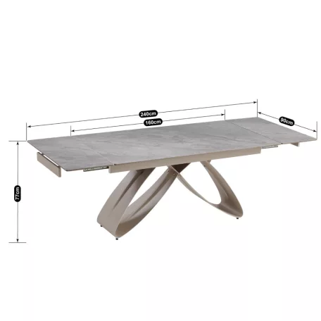 LUIGI Kerámia Kihúzható Asztal 160-240 cm Szürke Márvány/Kasmír
