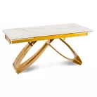 LUIGI Kerámia Kihúzható Asztal 160-240 cm Fehér Márvány/Arany