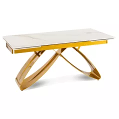   LUIGI Kerámia Kihúzható Asztal 160-240 cm Fehér Márvány/Arany