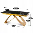 LUIGI Kerámia Kihúzható Asztal 160-240 cm Fekete és Arany Márvány/Arany