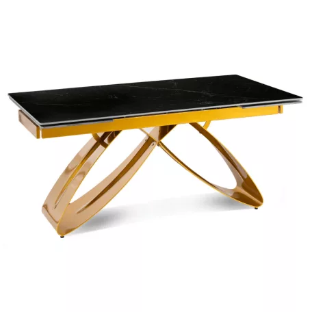 LUIGI Kerámia Kihúzható Asztal 160-240 cm Fekete Márvány/Arany