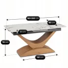 ALICANTE Kerámia Kihúzható Asztal 160-200 cm Fehér Márvány/Tölgy