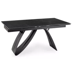   DEVON Kerámia Kihúzható Asztal 160-220 cm Fekete Márvány/Fekete