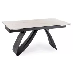   DEVON Kerámia Kihúzható Asztal 160-220 cm Fehér Márvány/Fekete